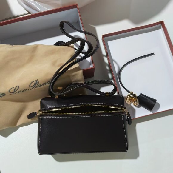 Loro piana Chic Black Satchel with Gold Accents - Picture 3 of 5